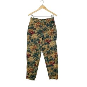 VTG On The Verge Floral Tapestry‎ Pants High Waisted Tapered Leg Made in USA 8